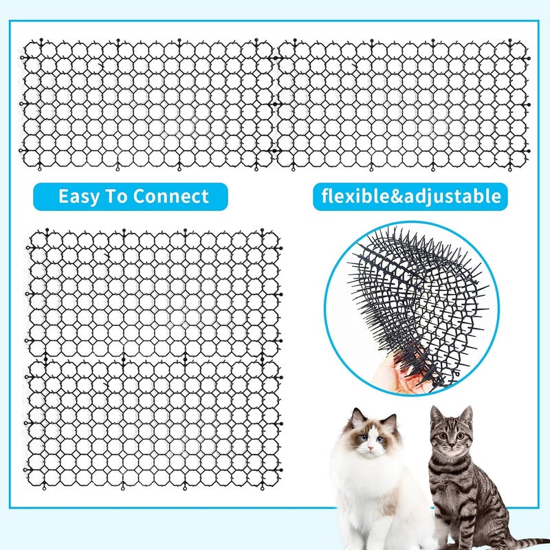 HakyPaky 10 Pack 16 x 8 Inch Cat Scat Mat with Spikes, Scat Mat for Cats Cat Deterrent Mat Digging Stopper Repellent Spike Mat - Image 4